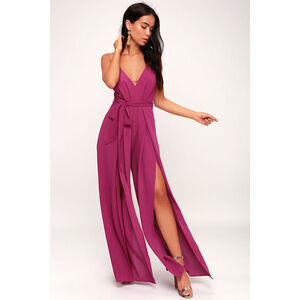Lulus Hype Dream Magenta Backless Wide-leg Jumpsuit Pink - Size S